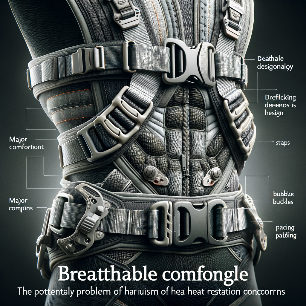 Close-up of breathable harness technology, a heat retention solution showcasing comfortable design and benefits in addressing harness heat concerns.